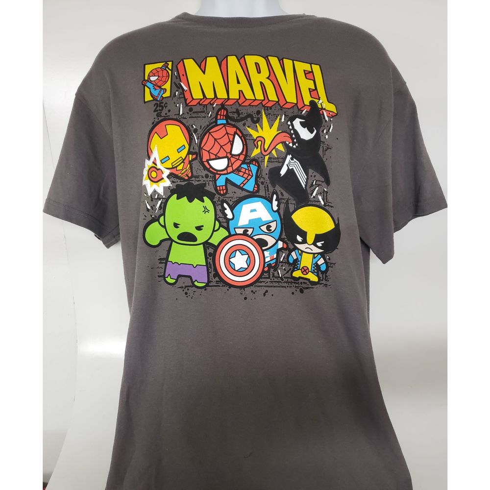 Kids Marvel Heroes Graphic Short Sleeve T-shirt Adult Size 2XL 50/52 Grey